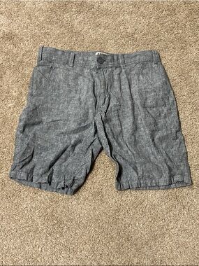 Express Men's Grey Flat-Front Linen Shorts